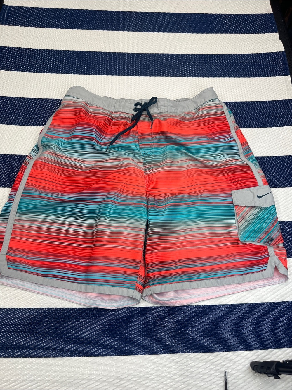 Nike Men’s Striped Swim Trunks Coral Teal